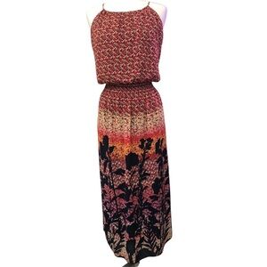 Enfocus Studio Floral Smocked Waist Flowy Column Dress